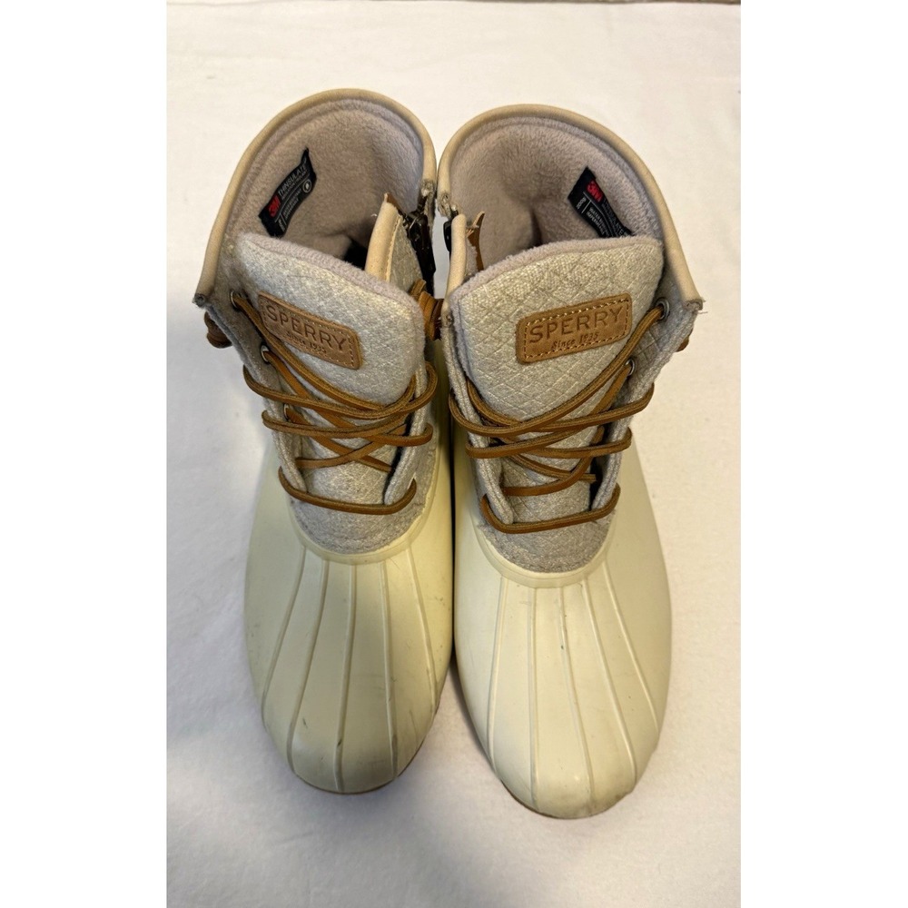 Sperry Top-Sider Women's Waterproof Insulated Duck Boots 9.5M Ivory Gray Rubber